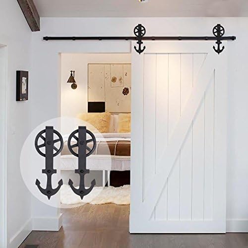 201cm/6.6FT Vintage Spoke Industrial Rad Schiebetür Barn Holz Innen Tür Schiebetürbeschlag Set Schie