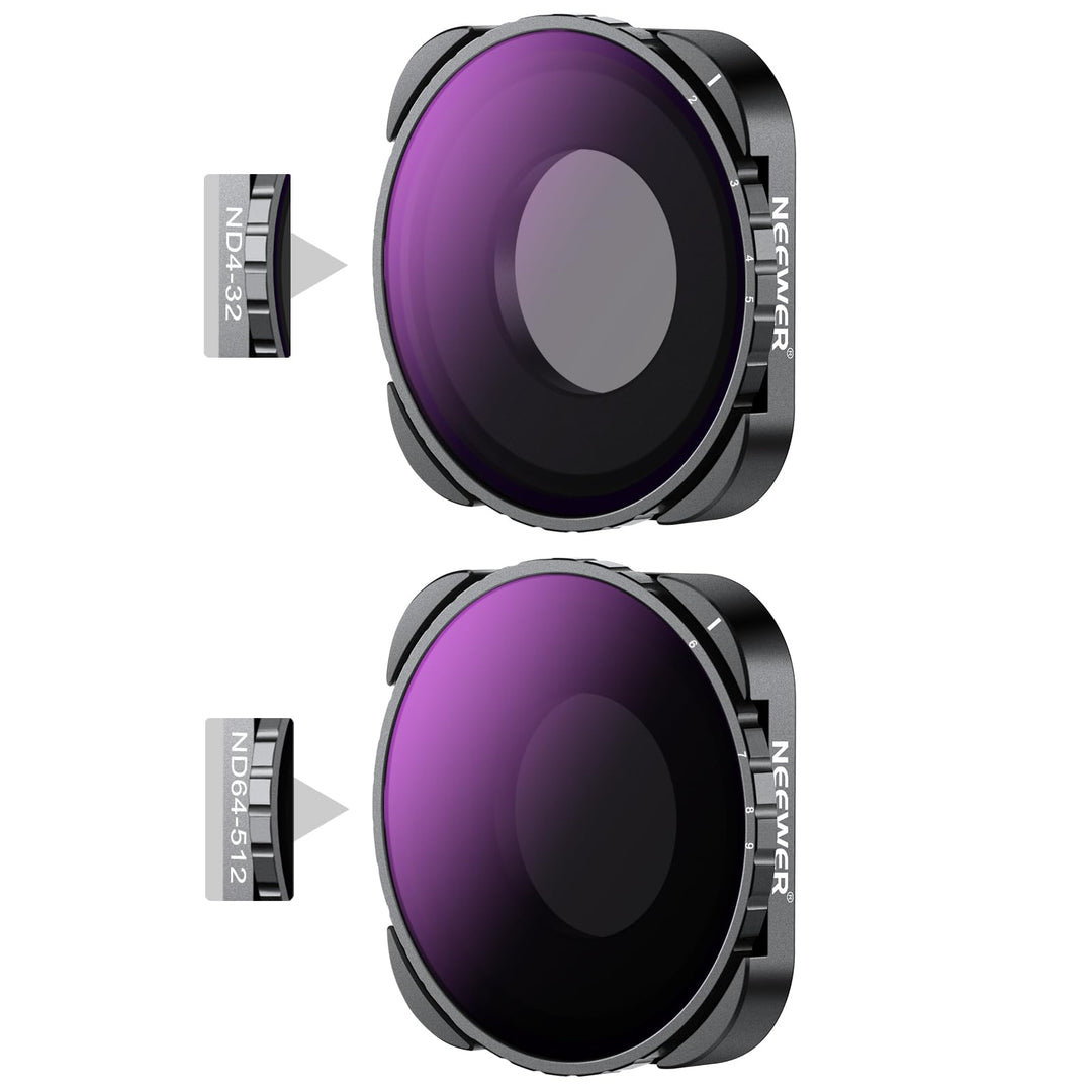 NEEWER Variabler ND4-32 und ND64-512 Filter Set, 2er Pack, 2-5 und 6-9 Stops Graufilter Zubehör, opt