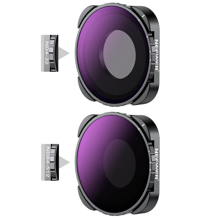 NEEWER Variabler ND4-32 und ND64-512 Filter Set, 2er Pack, 2-5 und 6-9 Stops Graufilter Zubehör, opt