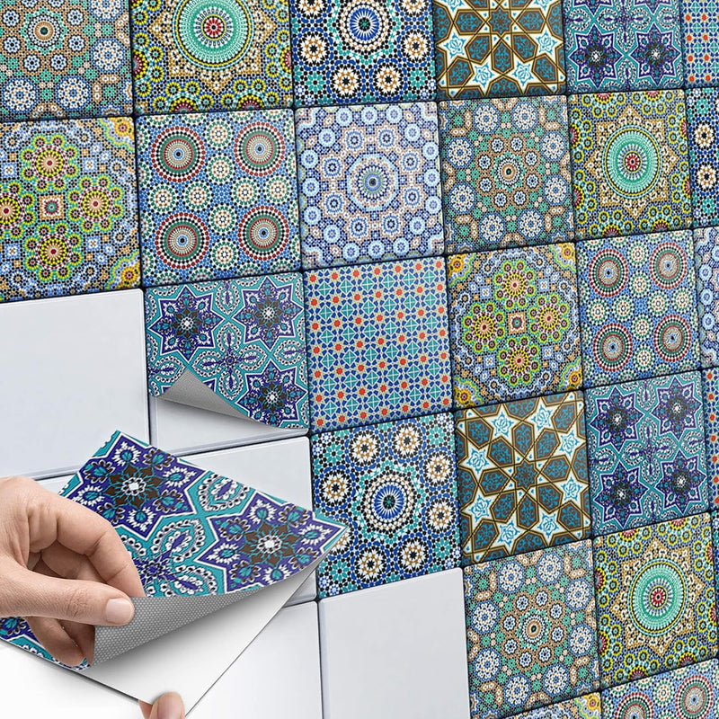 40 Stück Fliesenfolie für Bad und Küche 10x10 cm - Mosaikfliesen, Fliesensticker - selbstklebende Fl