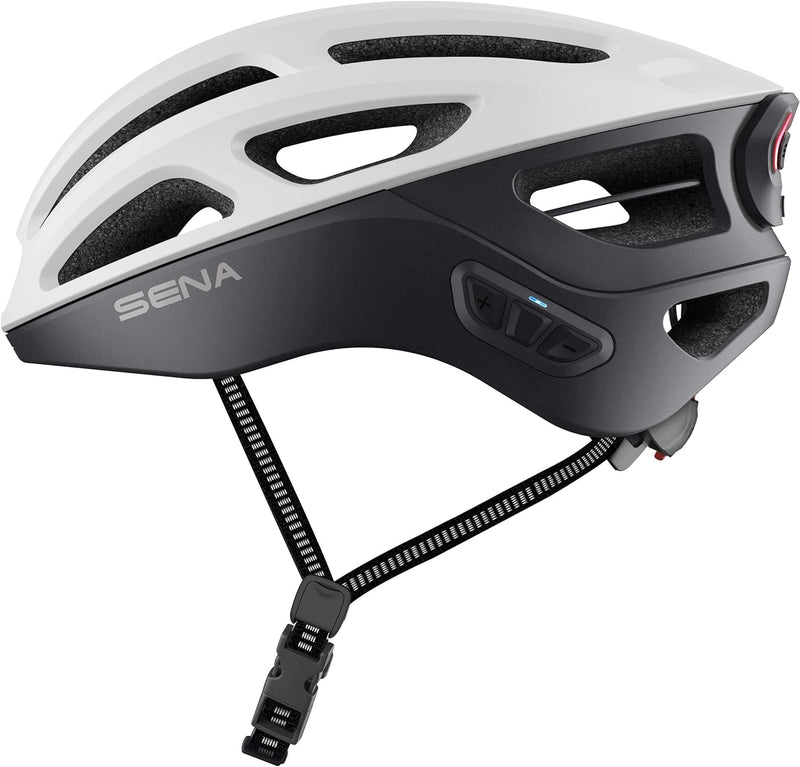 Sena R1 EVO Smart Fahrradhelm (Matte White, Grösse M)