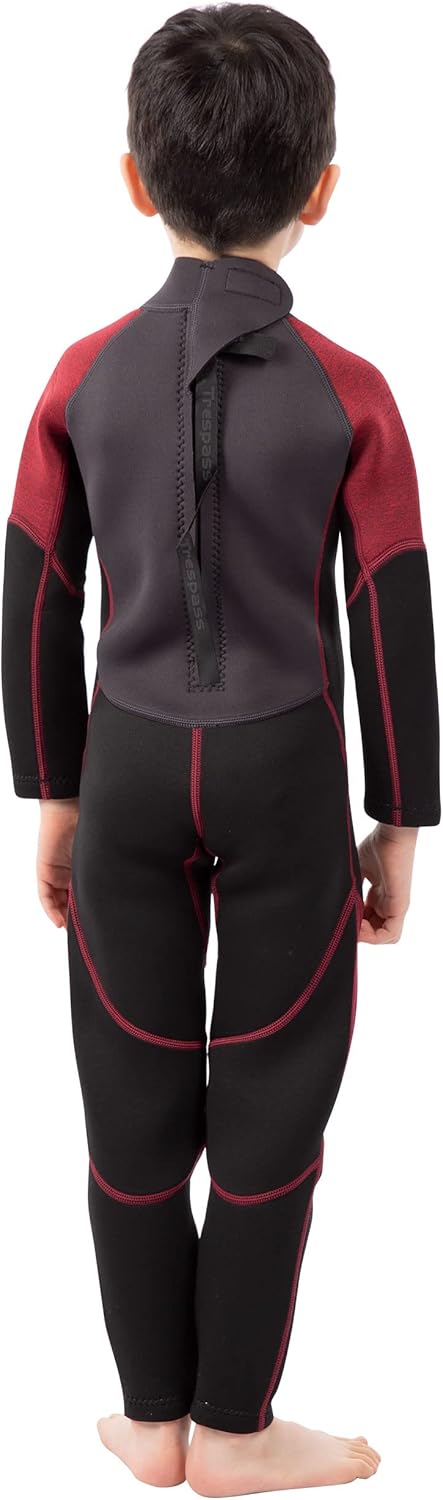 Trespass Amigo Neoprenanzug für Jungen, volle Länge, 3 mm, ergonomische Passform Merlot Marl 9 -10 J