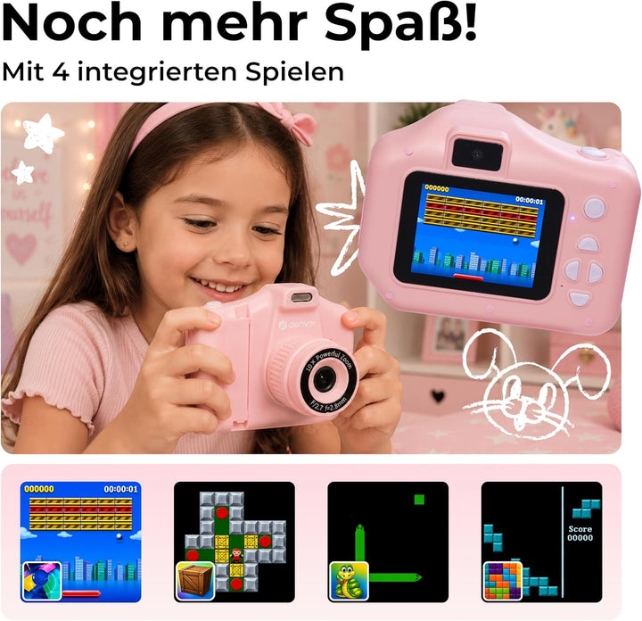 Denver KPC-1370P Sofortbildkamera Kinder mit 2,8" Display | Sofortdruck Kamera für Kinder | Kinderka