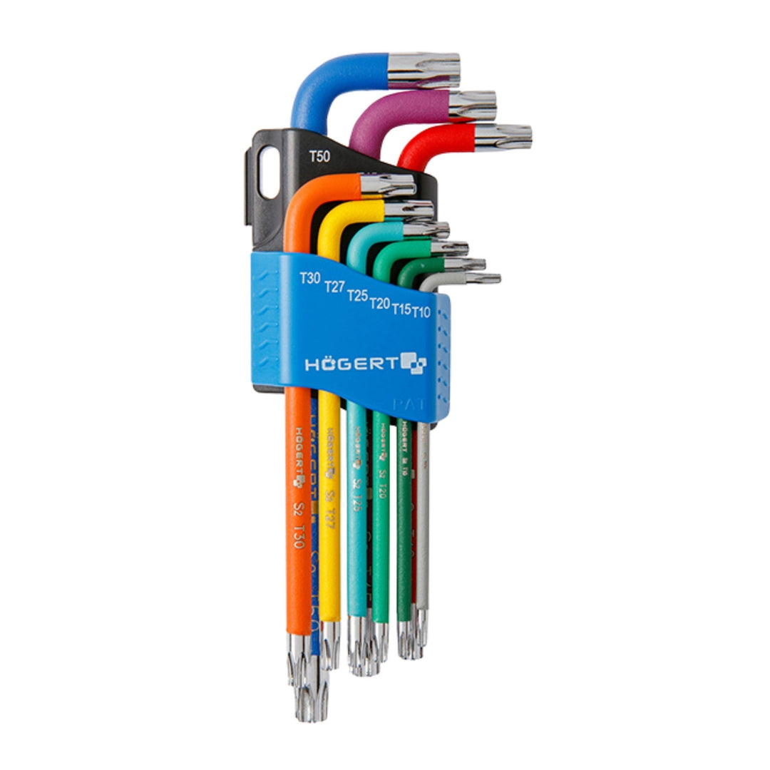 Högert Technik - TORX Set Schlüssel 9 Stück T10-T50, Schraubendreher Imbus 6kant Schlüssel Set Winke