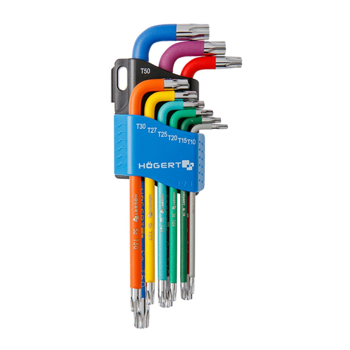 Högert Technik - TORX Set Schlüssel 9 Stück T10-T50, Schraubendreher Imbus 6kant Schlüssel Set Winke