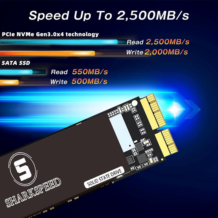 SHARKSPEED SSD 512GB NVMe M.2 PCIe Gen3.0x4 Festplatte Intern Upgrade für MacBook Air A1465 A1466(20