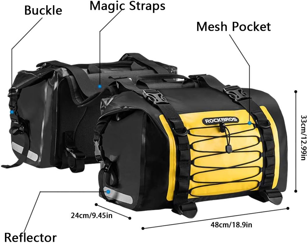 ROCKBROS Motorrad Doppel Satteltaschen Gepäckträgertaschen 100% Wasserdicht Motorradtasche Ca.62L Ge