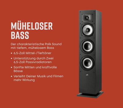 Polk Audio Monitor MXT60 kompakter Standlautsprecher, HiFi und Heimkino Lautsprecher, Hi-Res Zertifi