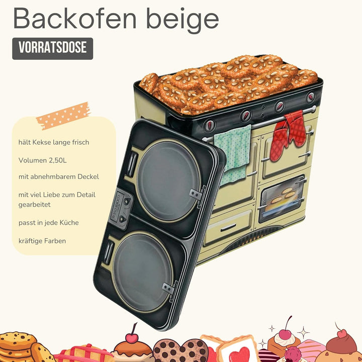 Nostalgischer Backofen beige - Dose in Form eines nostalgischen Backofens mit vielen Details - Keksd
