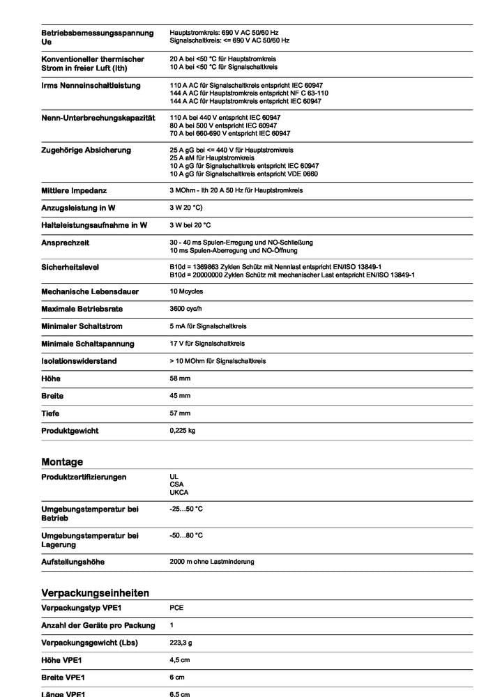 Schneider Electric - Leistungsschütz LP1K 3p, 400 V AC3, Spule 24 V DC, +1S, 5.5 kW, 12 A, LP1K1210B