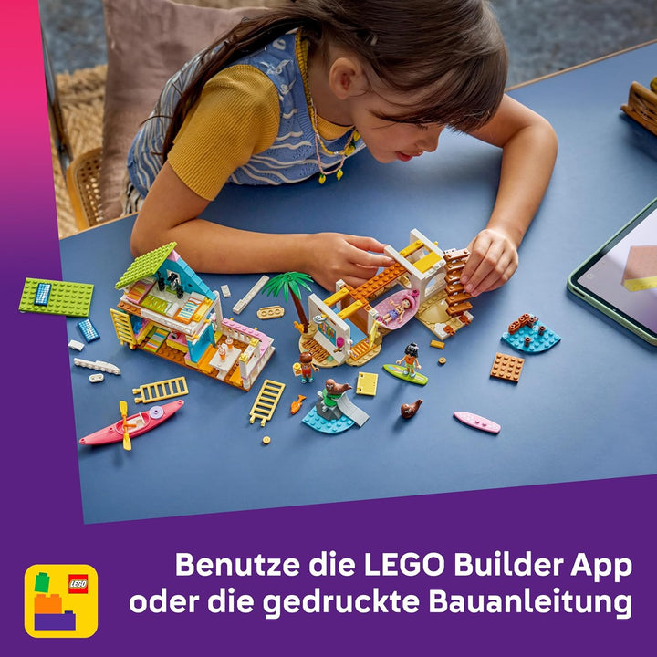 LEGO Friends Strandhaus mit Robben - Miniatur Spielset mit 3 Mini Puppen, 2 Meeres Tierfiguren und Z