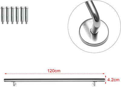 Ansobea Handlauf 120cm,Edelstahl Treppengeländer langer Geländer, für Innen- und Aussentreppen,Handl