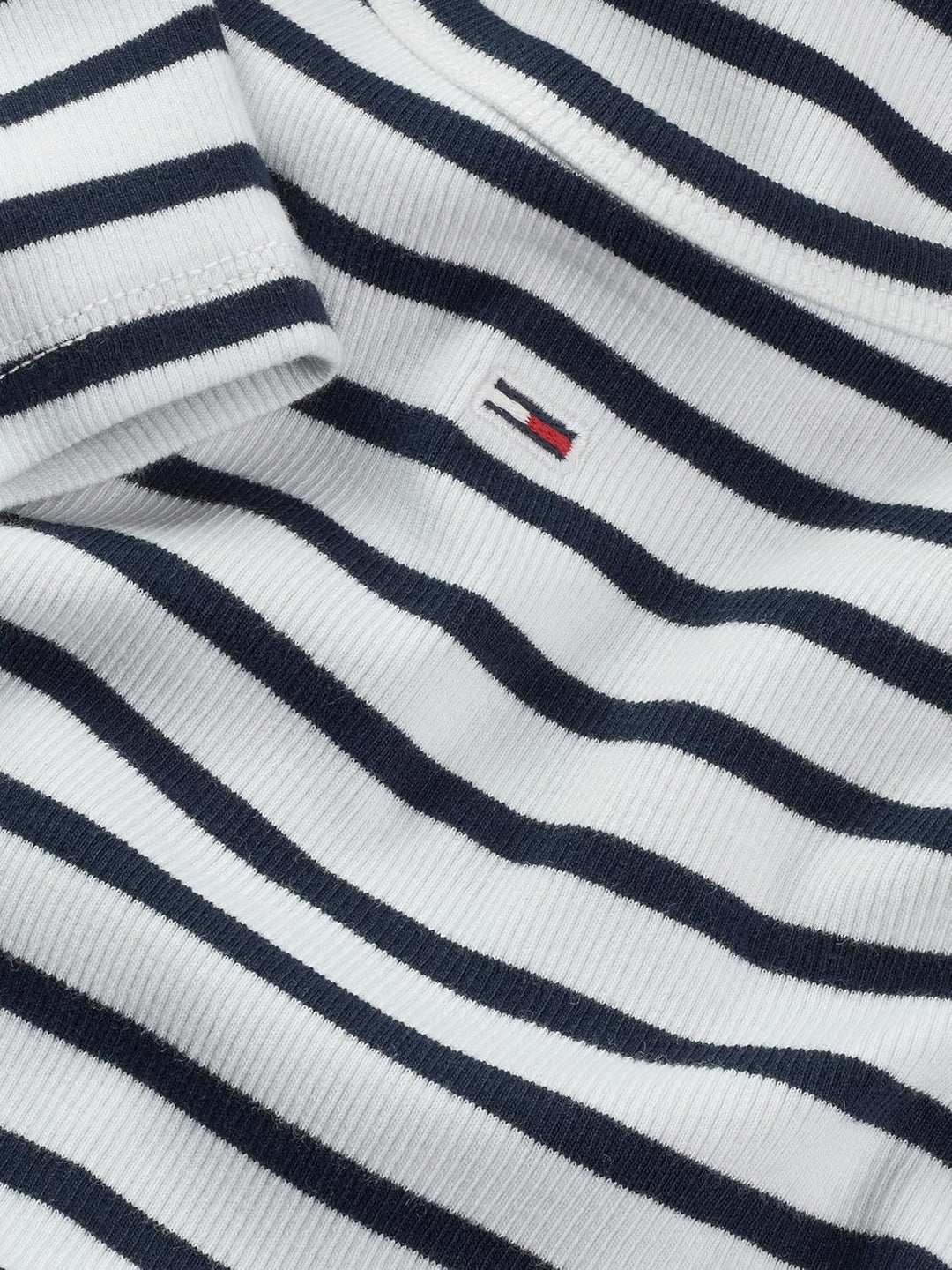 Tommy Jeans Damen T-Shirt Kurzarm Essential Rib Slim Fit XXS Blue (Dark Night Navy / Stripe), XXS Bl