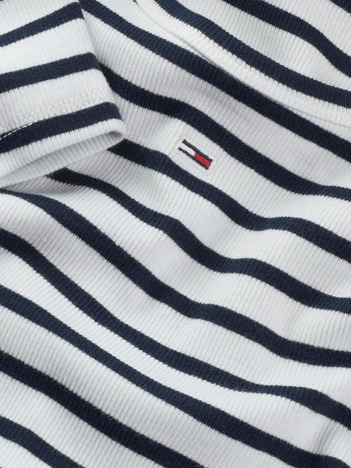 Tommy Jeans Damen T-Shirt Kurzarm Essential Rib Slim Fit XXS Blue (Dark Night Navy / Stripe), XXS Bl