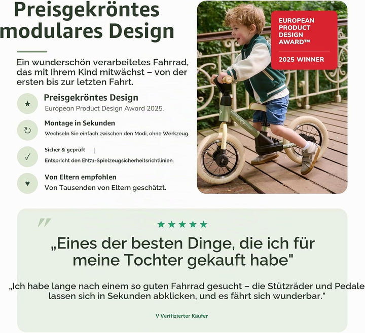 Kidcruiser Pedalplay laufrad ab 2 Jahre, ideal zum Radfahren Lernen, 3‑in‑1 mit LED Stützrädern &amp; Pe