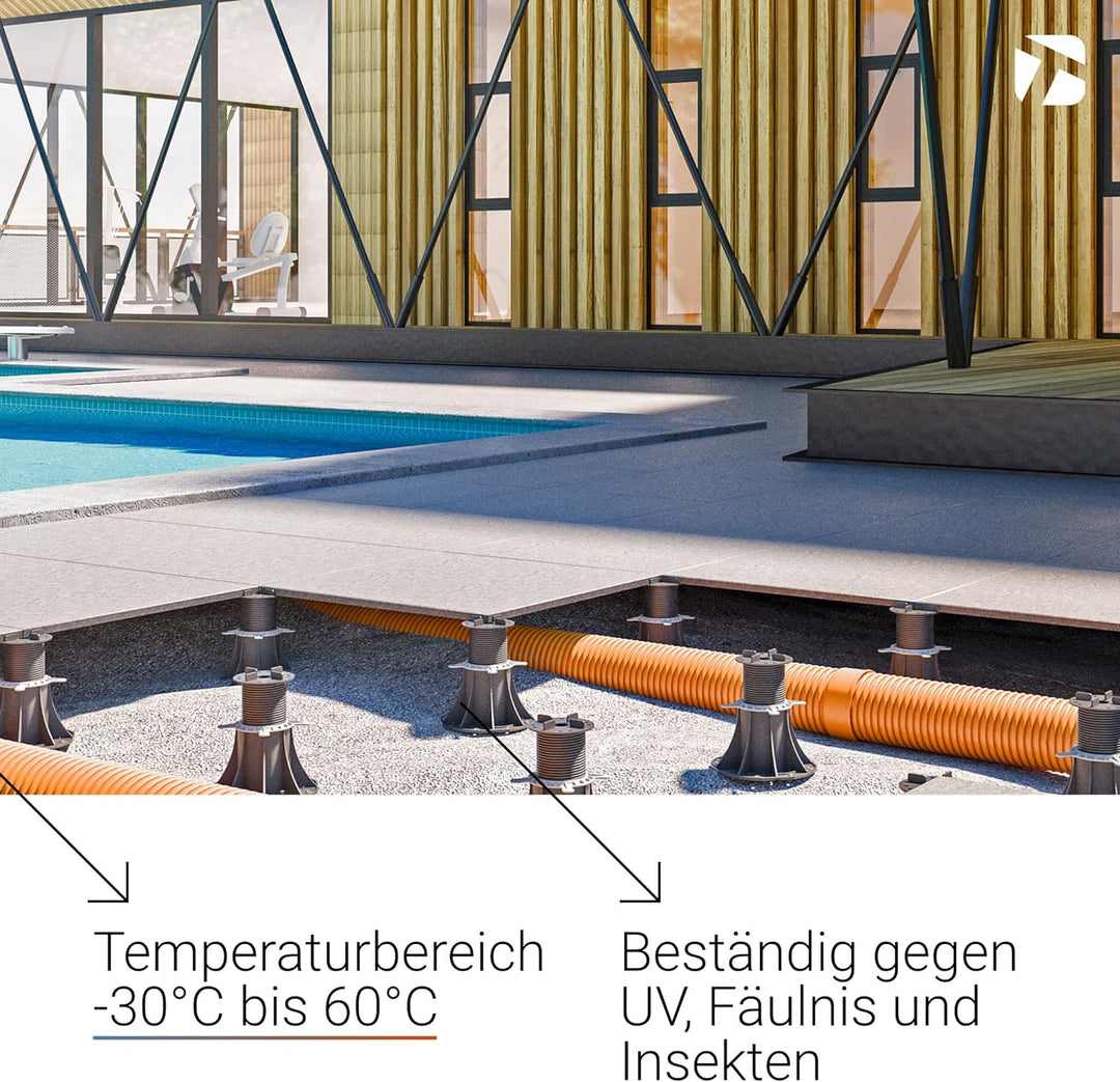 25 Stück Trevendo® Universal Stelzlager & Plattenlager XL 70-120 mm für Holz, WPC und Stein Universa