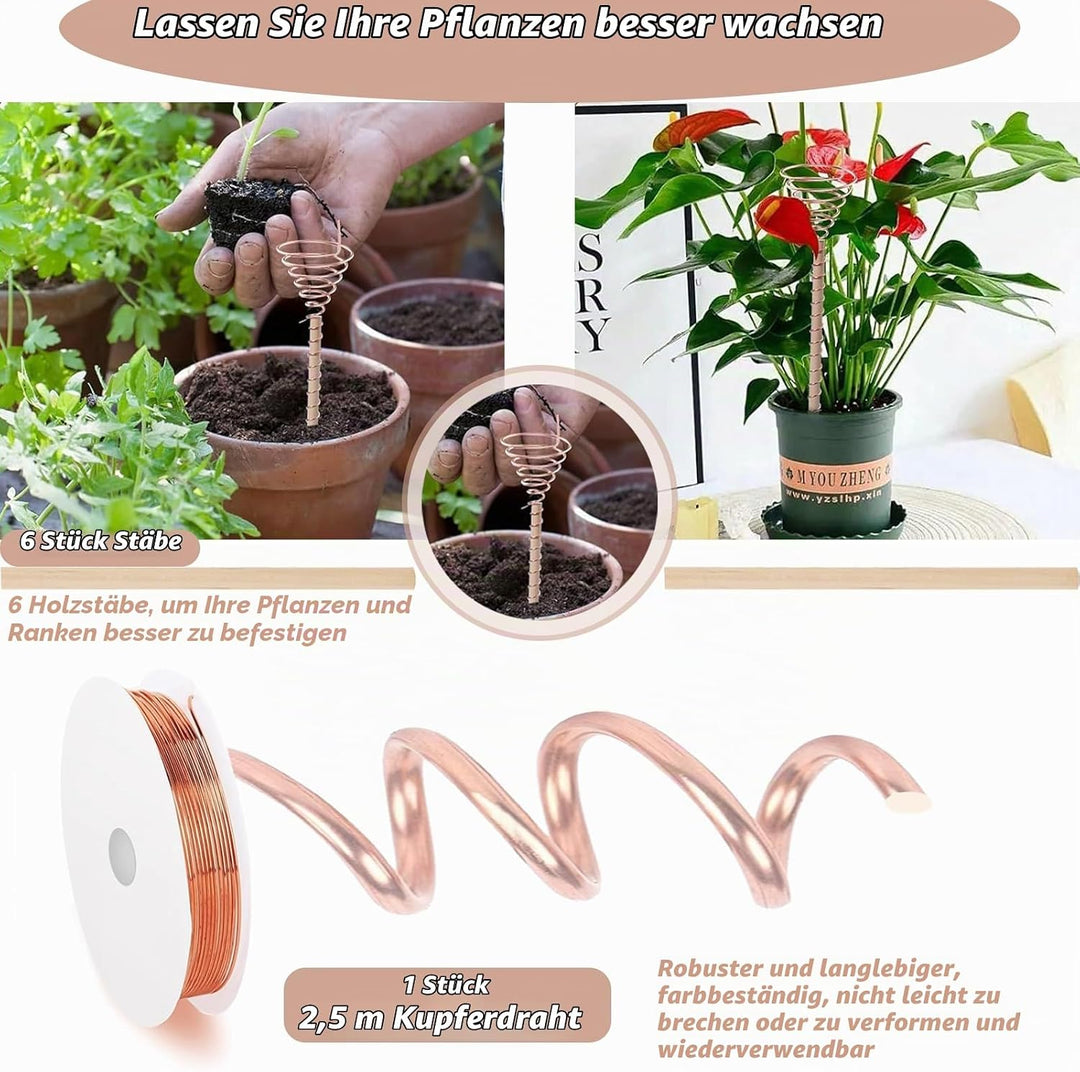 Kupferdraht Für Elektrokultur Gartenarbeit, 16 Gauge Gardening Reiner Kupferdraht 2.5m Und 6 Pflanze