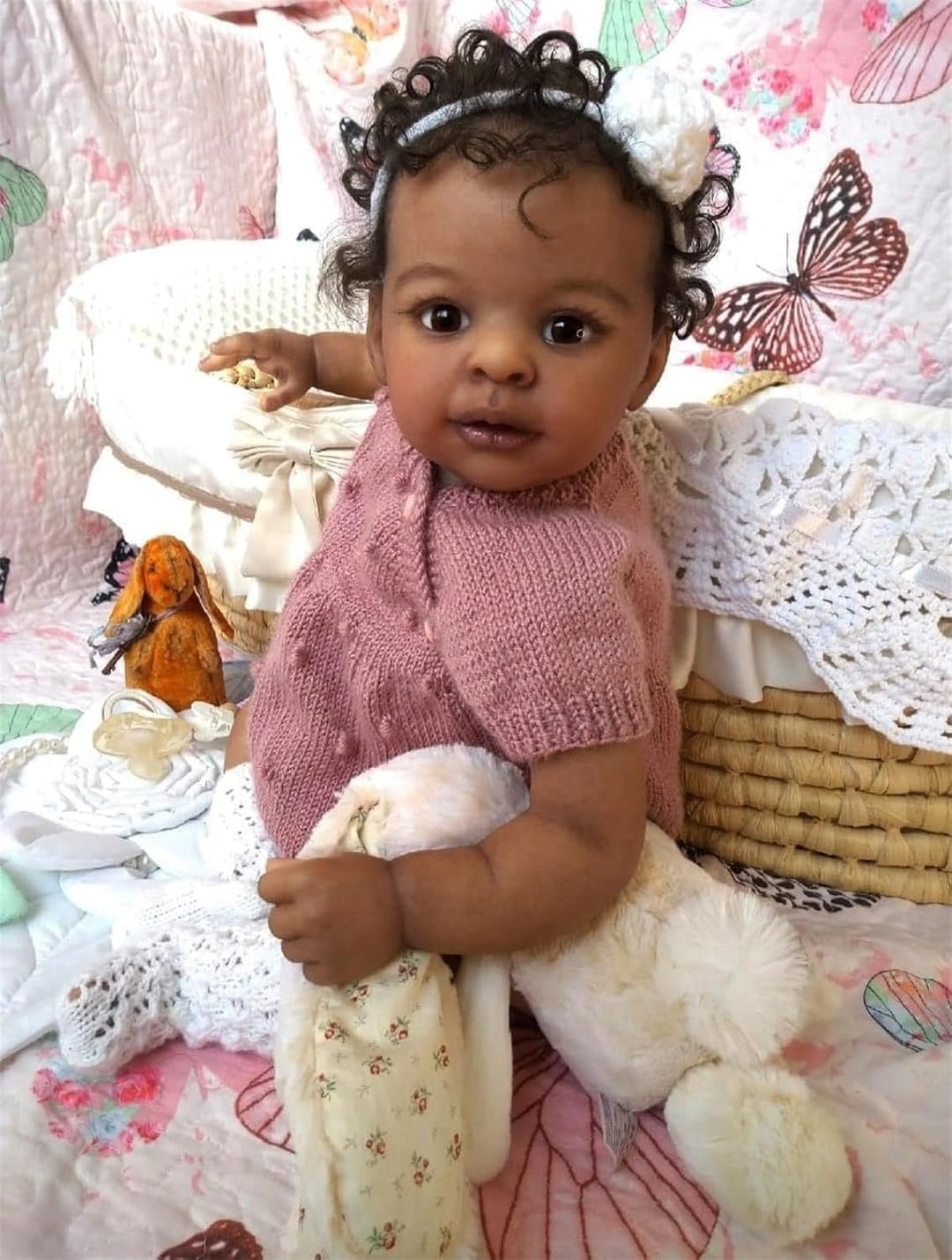 Zero pam Reborn Baby Mädchen, 48cm Reborn Baby Vollsilikon Lebensecht Puppe Mit Haaren, Realistisch