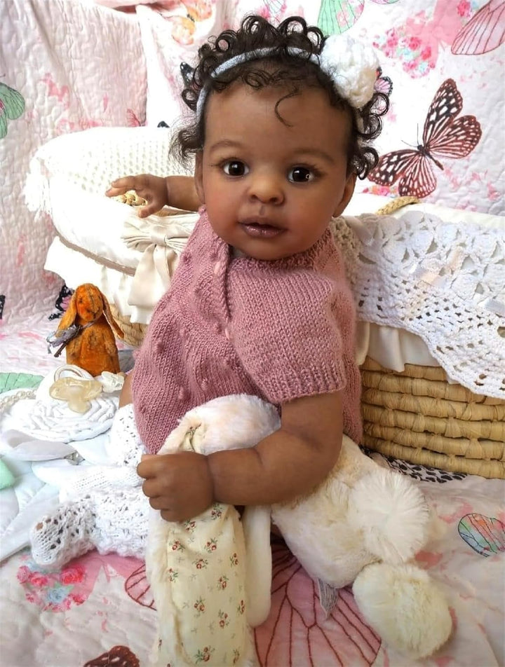 Zero pam Reborn Baby Mädchen, 48cm Reborn Baby Vollsilikon Lebensecht Puppe Mit Haaren, Realistisch