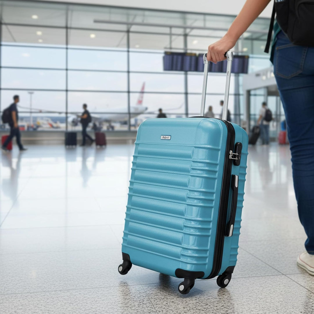 Zelsius Koffer Set 4 Stück, Stahlblau | ABS Hartschalenkoffer mit Zahlenschloss, 4 Rollen und Innen