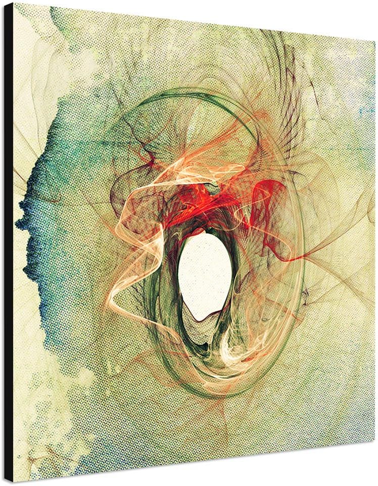 Paul Sinus Art Der Irrgang - Abstrakt367_60x60cm Bild auf Leinwand grün beige rot Abstraktes Motiv q