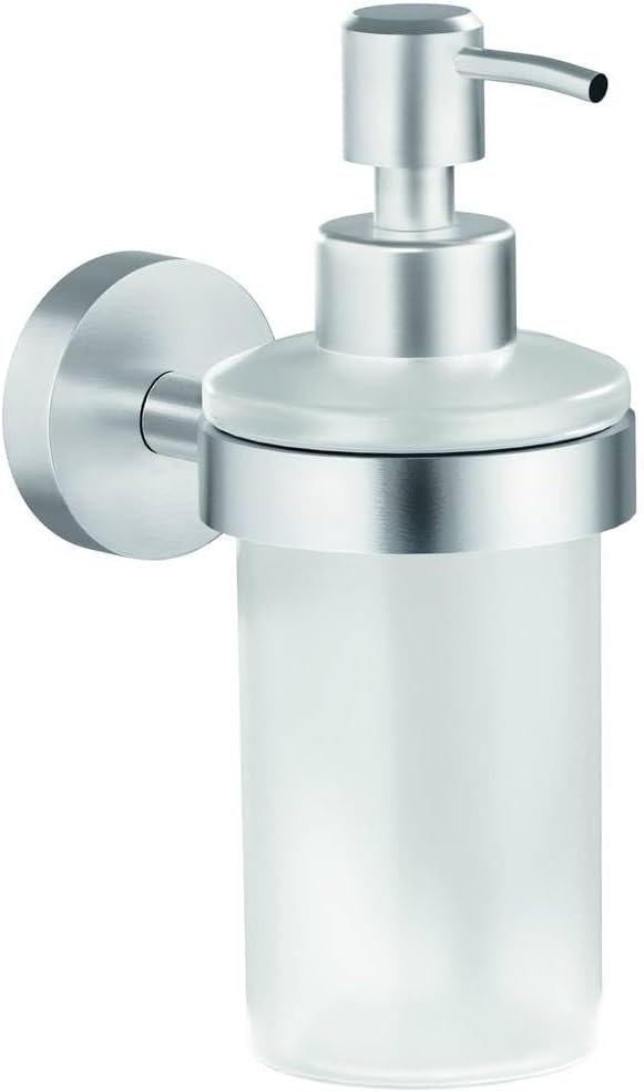 tesa Moon Seifenspender-Set, satiniertes Glas und verchromter Edelstahl - Flüssigseifenspender zur W