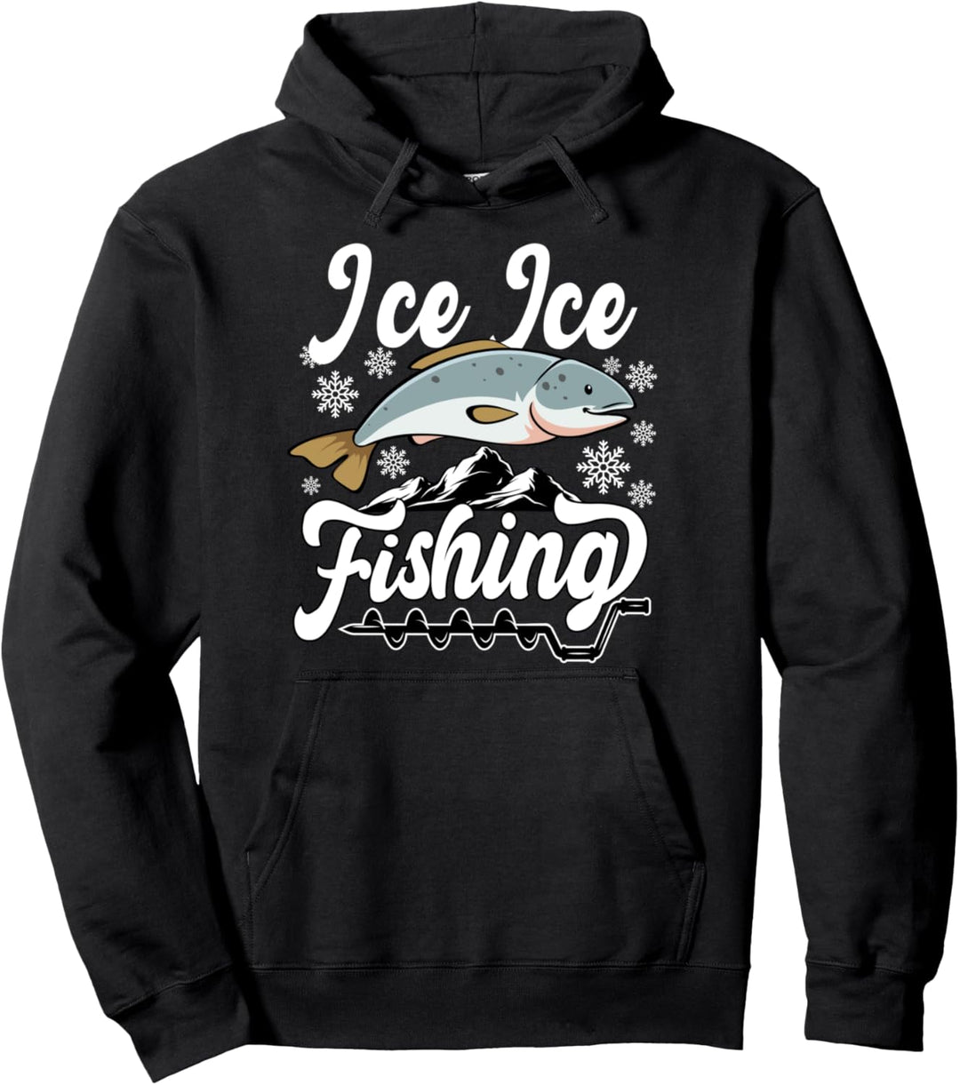 Funny Ice Ice Fishing Dad Grandpa Pullover Hoodie