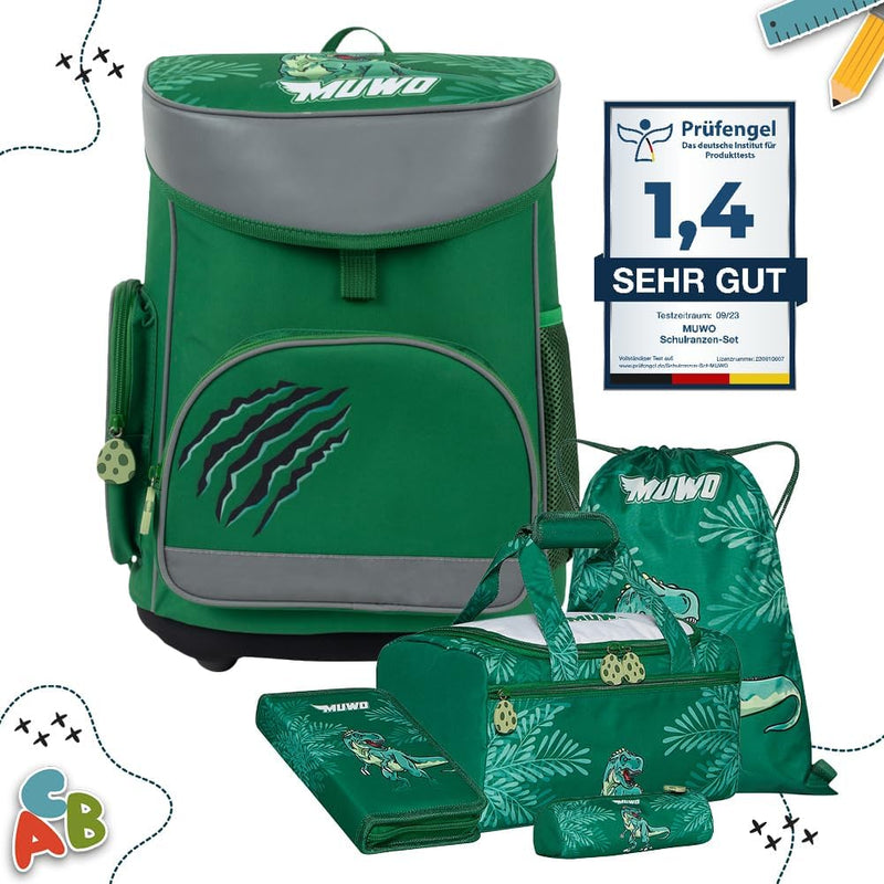 MUWO Kinder Schulranzen Set 5tlg. ergonomischer leichter Schulrucksack mit Sporttasche, Turnbeutel,