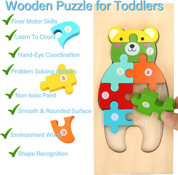 Holzpuzzle für Kleinkinder von 1-3 Jahren, Montessori-Spielzeug für Kinder ab 2 Jahren, lernendes pä