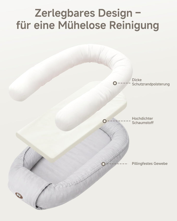 Babynest Neugeborene 95x56cm,Vollständig Abnehmbar Nestchen Baby,0-6 Monate | Babynestchen Neugebore