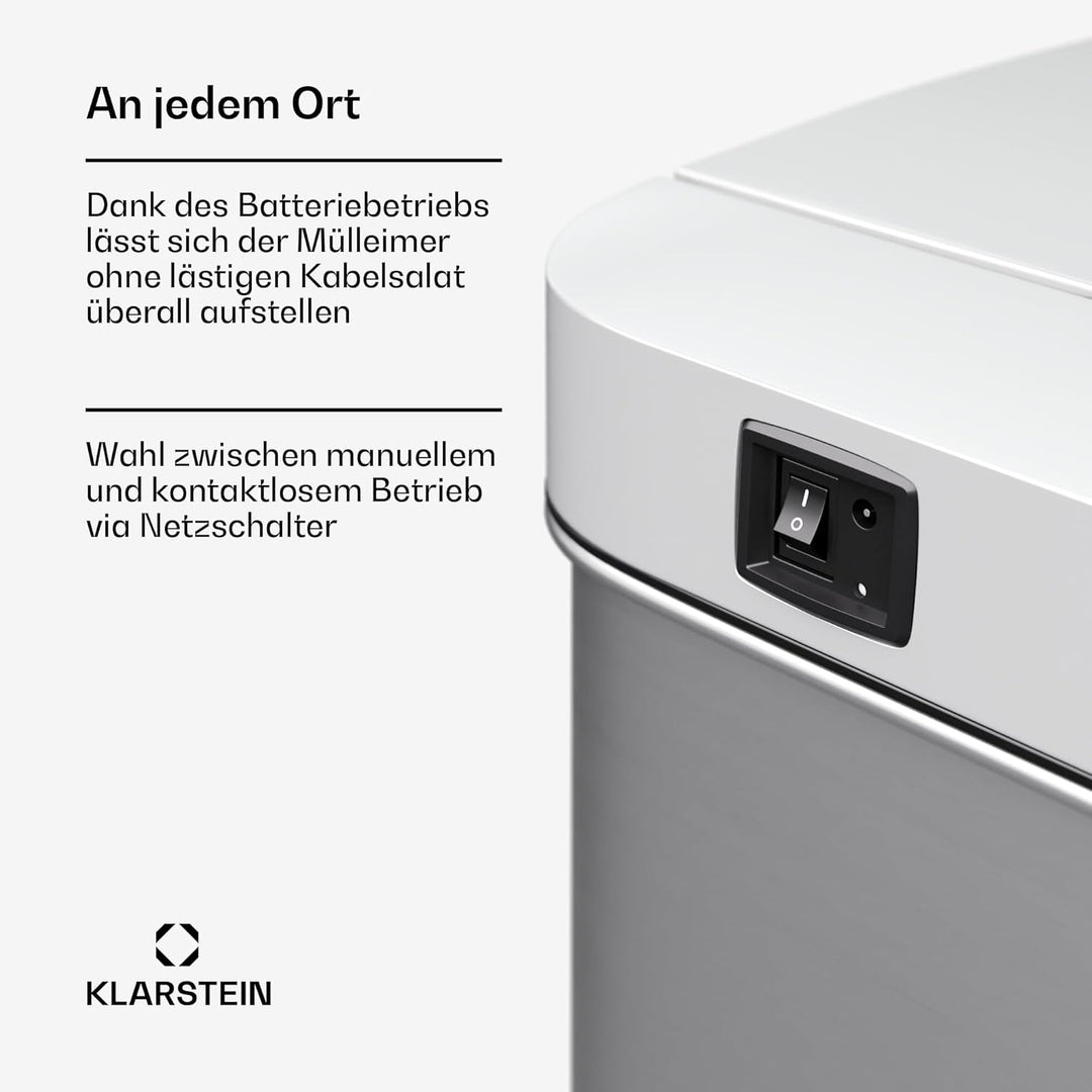 Klarstein Sensor-Mülleimer 50L - berührungslos &amp; hygienisch, Edelstahlgehäuse, Soft-Close-Deckel, id