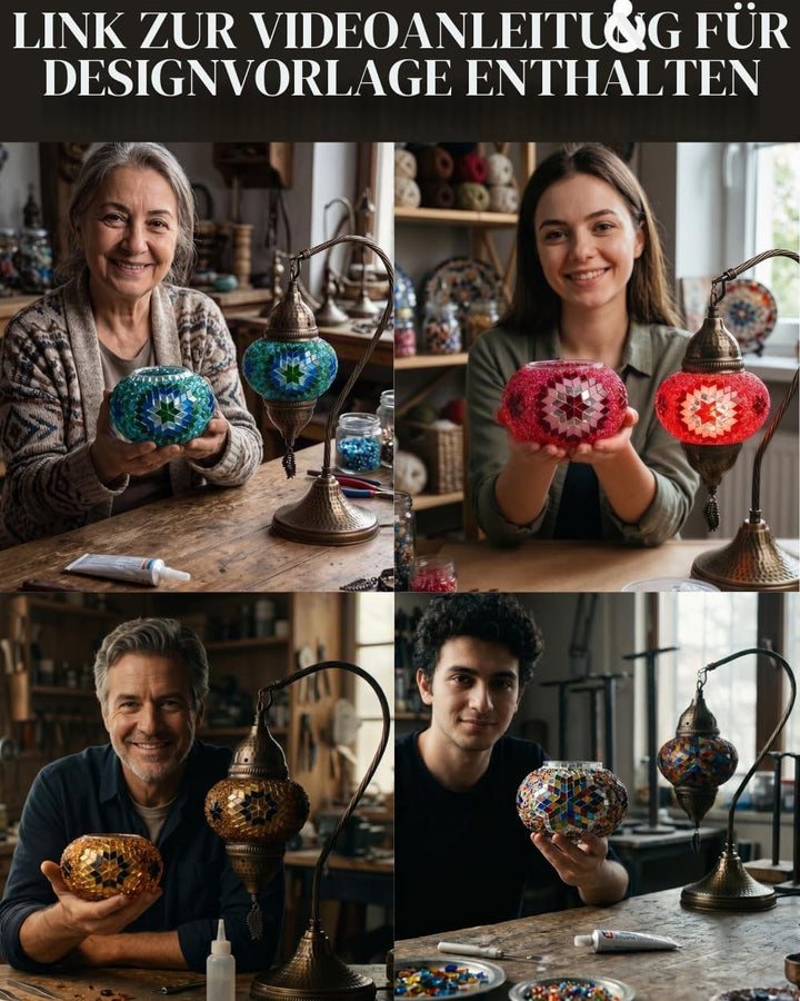 DEMMEX DIY Türkisches Mosaiklampen-Kit - Komplettes Kunst- und Handwerks-Geschenkset für Erwachsene