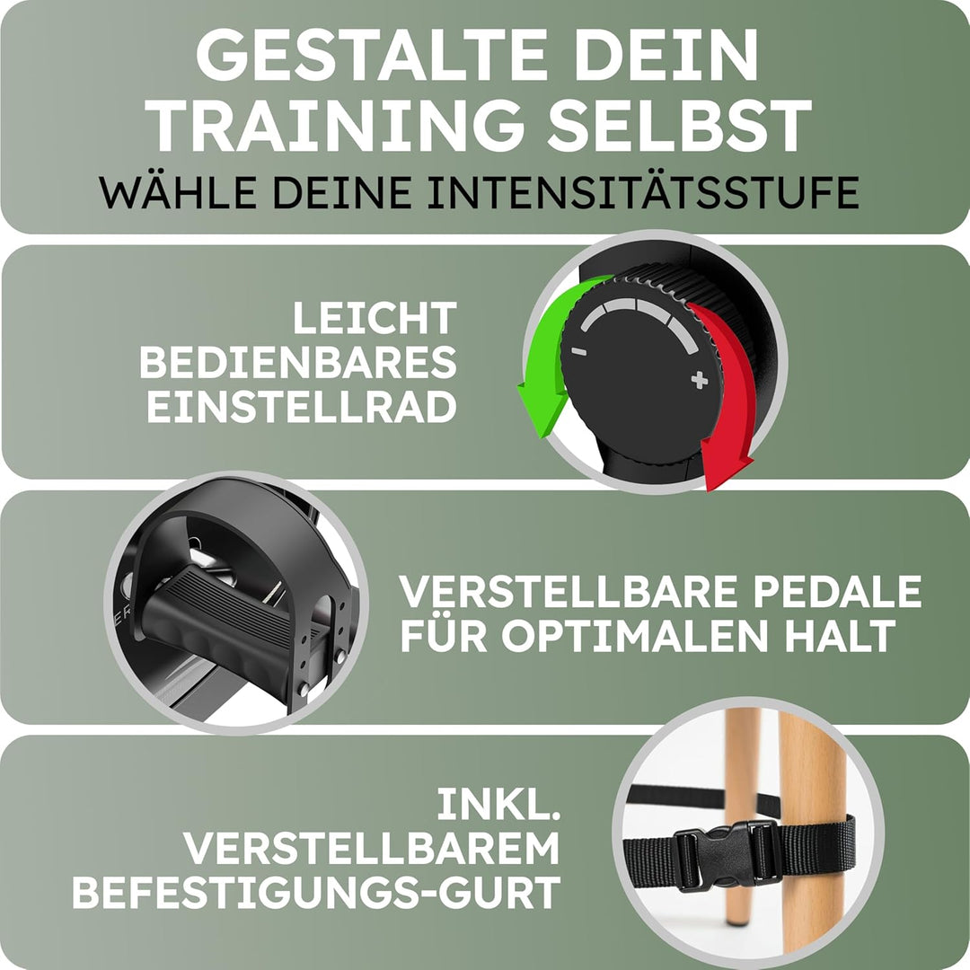 HELDENWERK Pedaltrainer Set - TÜV/GS geprüft NEU 2025 inkl. Befestigungsgurt & Anti-Rutschmatte - Ar