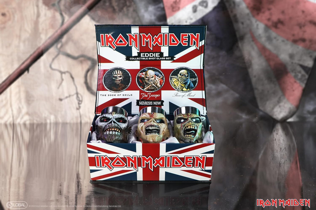 Nemesis Now Iron Maiden Eddie Schnapsglas-Set, 9 cm, Kunstharz mit Edelstahl, mehrfarbig, offizielle