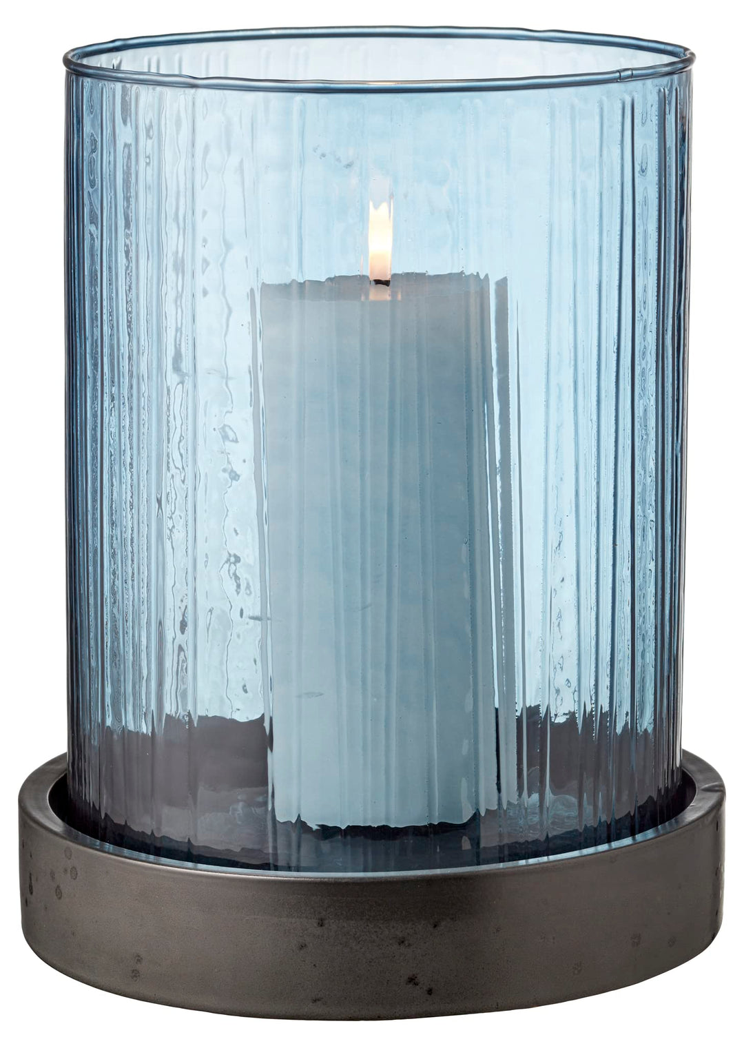 BITZ Windlicht m. LED Kerze 24 cm Blau, 24 cm Blau