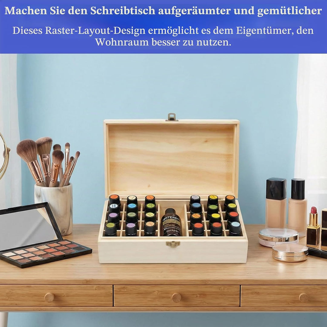 Ätherische Öle Aufbewahrung, Box für Ätherische Öle, 25 Löcher Ätherisches Öl Box Aus Holz, mit Kost