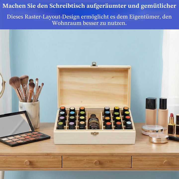 Ätherische Öle Aufbewahrung, Box für Ätherische Öle, 25 Löcher Ätherisches Öl Box Aus Holz, mit Kost