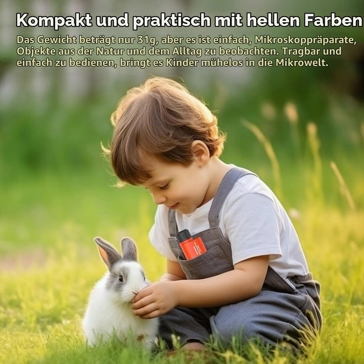 QUNSE Taschenmikroskop 60x-120x mit LED Licht, Asphärisches Handmikroskop, Kinder Studenten Bildungs