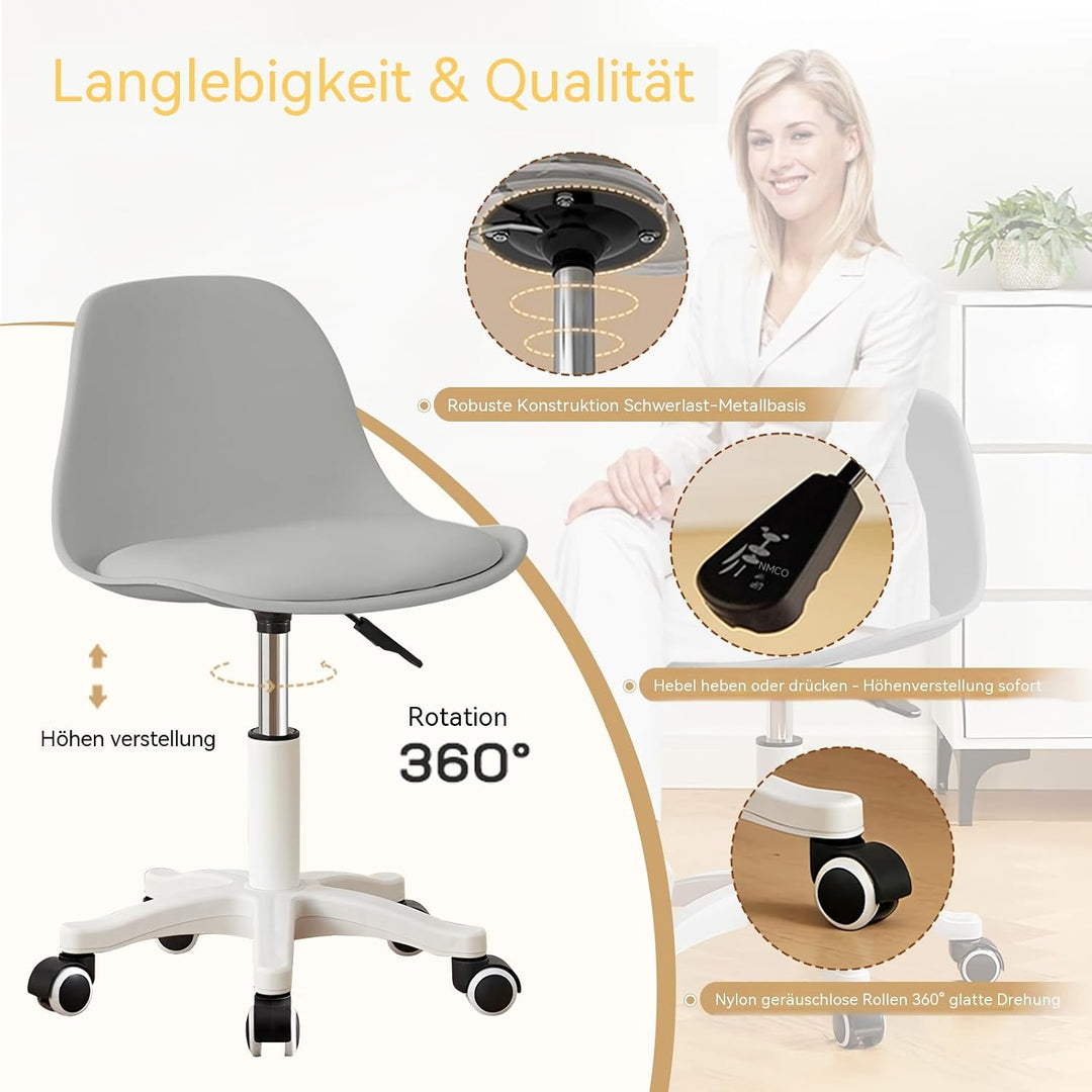 Kleiner Schreibtischstuhl ohne Armlehnen, höhenverstellbarer Home-Office-Stuhl für Jugendliche Grau