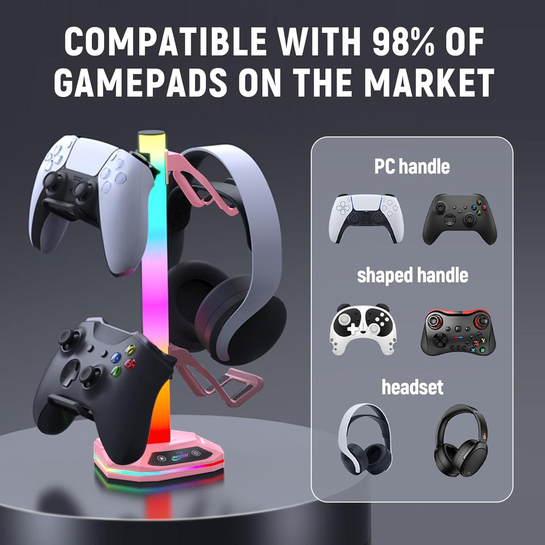 auvstar RGB Headset Halterung,Gaming Kopfhörer Ständer,10 Beleuchtungsmodi,USB Type-C Datenübertragu