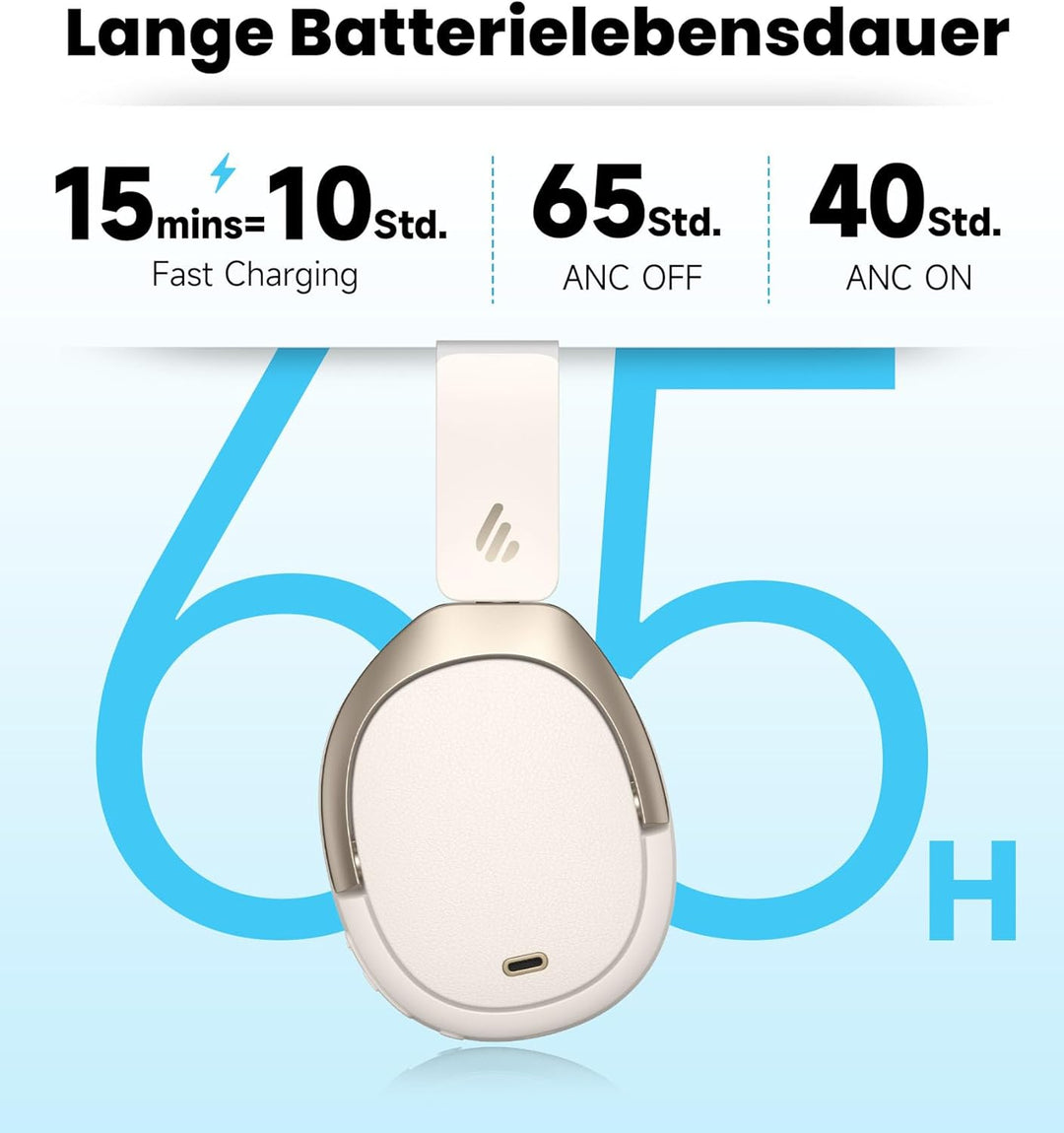 Edifier W80 Over-Ear-Kopfhörer mit aktiver Geräuschunterdrückung (-49 dB), LDAC AAC Hi-Res kabelgebu