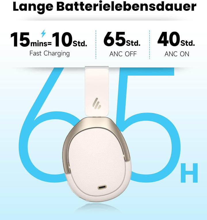 Edifier W80 Over-Ear-Kopfhörer mit aktiver Geräuschunterdrückung (-49 dB), LDAC AAC Hi-Res kabelgebu