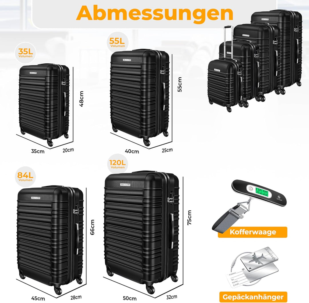 KESSER® 4tlg. Hartschalenkofferset Hard Shell Basic Hartschalenkoffer Trolley Koffer Reisekoffer Rei