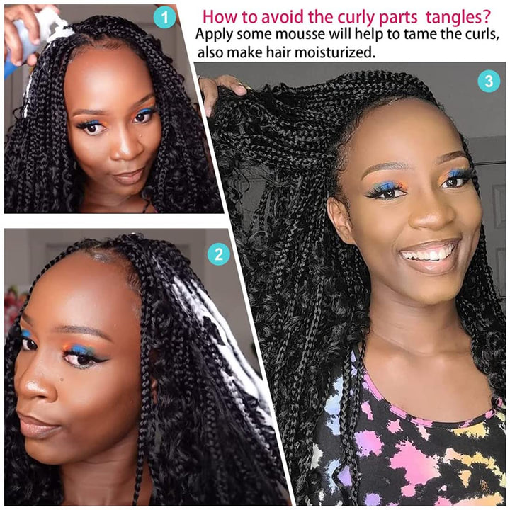 WoWCFyyds 8 Packs Crochet Braids Hair Curly 14Zoll Goddess Box Braids Crochet Hair Bohemian Hippie B
