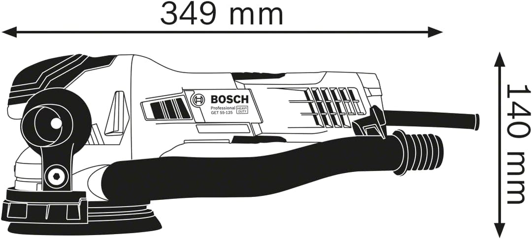 Bosch Professional Exzenterschleifer GET 55-125 (inkl. Schleifteller, 1xSchleifblatt, Schutzring, Au