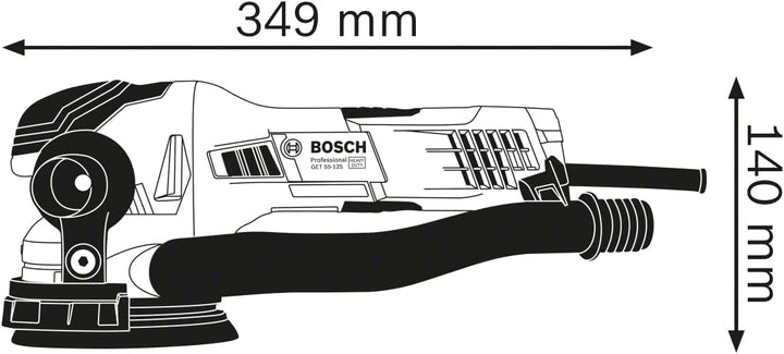 Bosch Professional Exzenterschleifer GET 55-125 (inkl. Schleifteller, 1xSchleifblatt, Schutzring, Au