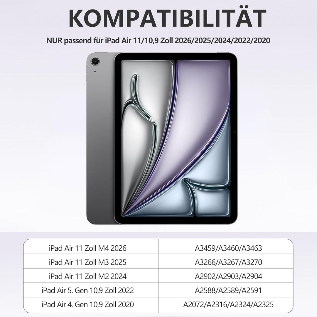 Hülle mit Tastatur für iPad Air 11 Zoll M3 2025 M2 2024/Air 5 Generation 2022 4 Gen 2020 10,9 Zoll,