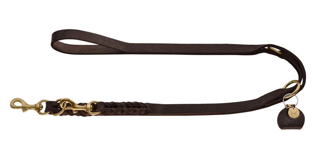 HUNTER Sansibar SOLID Verstellbare Führleine für Hunde, Leder, geflochten, robust, elegant, 1,5 x 20