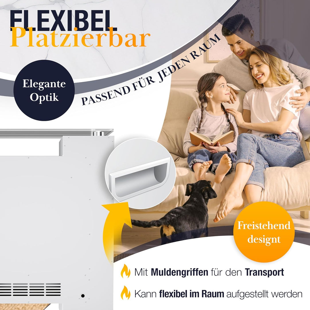KESSER® LED Kamin mit Heizung elektrisch | Heizlüfter Elektrokamin mit Thermostat, Standkamin mit re