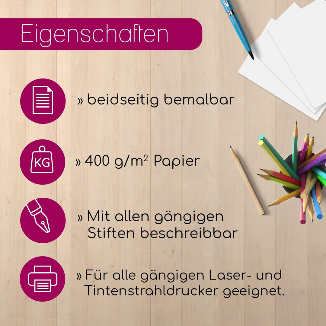 younikat Blanko Papier DIN A3 Weiss - 400g Kartonpapier 50 Blatt I Bastelkarton zum Selbstgestalten